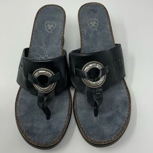 Ariat Black Leather Western Slip-on‎ Sandale NWOT